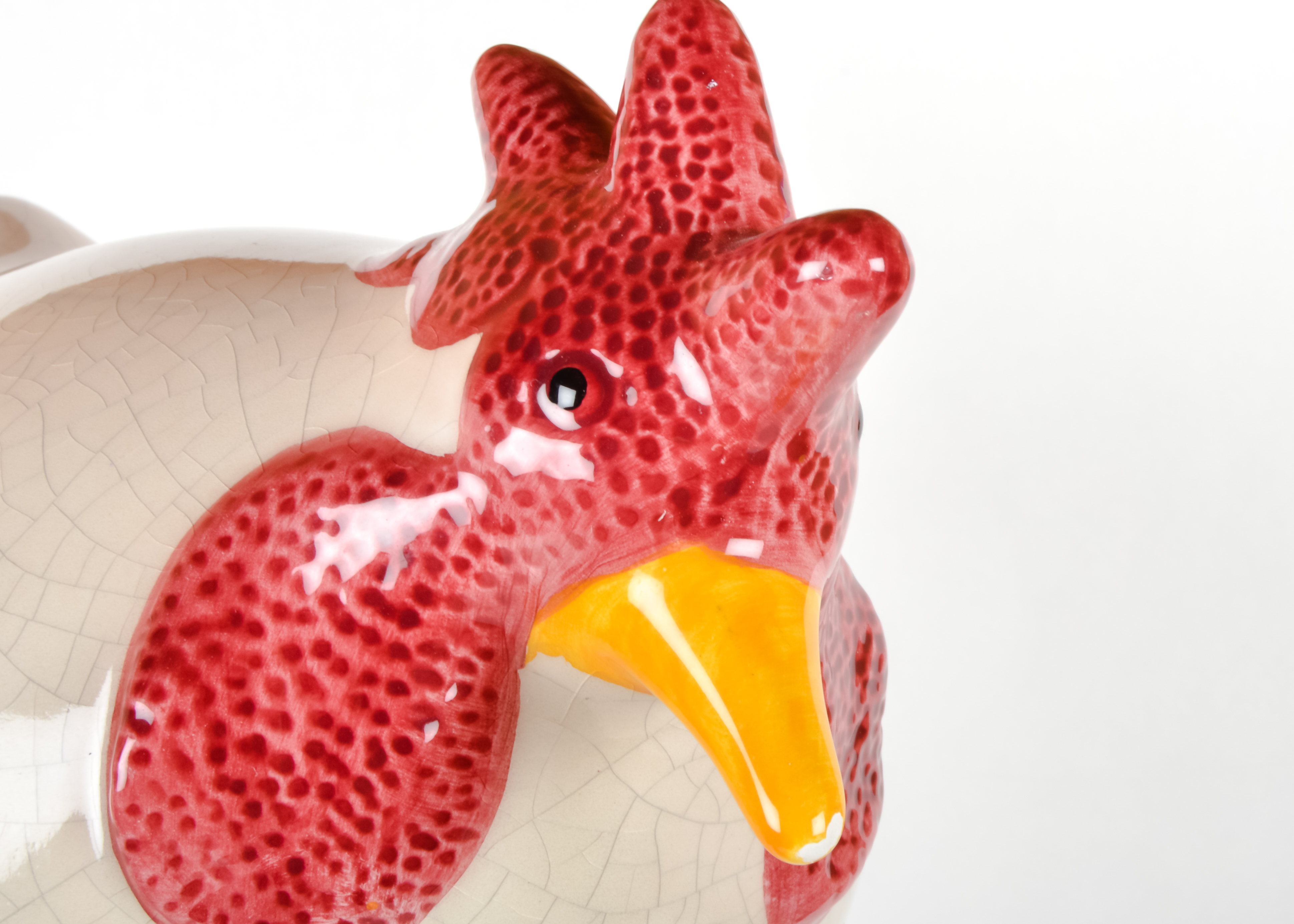 Trio of Ceramic Painted Hens in Solid Colors