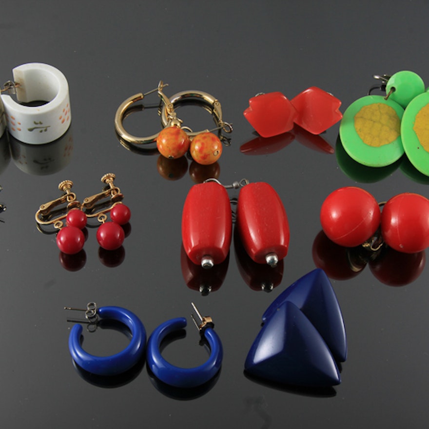 Assortment of Vintage Plastic Earrings