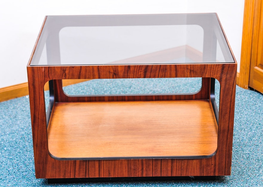 Vintage Rosewood and Glass Side Table by Lane Furniture