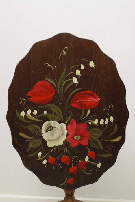 Mary Walborn Handpainted Tea Table and Novelty Maid Tray Stand