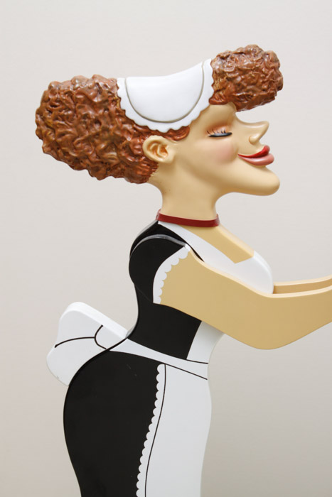 Mary Walborn Handpainted Tea Table and Novelty Maid Tray Stand