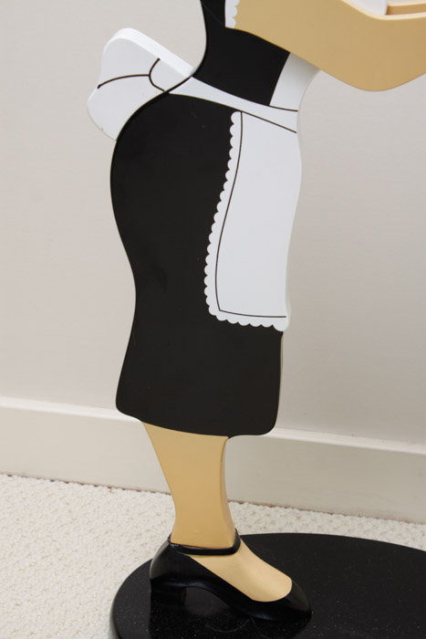 Mary Walborn Handpainted Tea Table and Novelty Maid Tray Stand