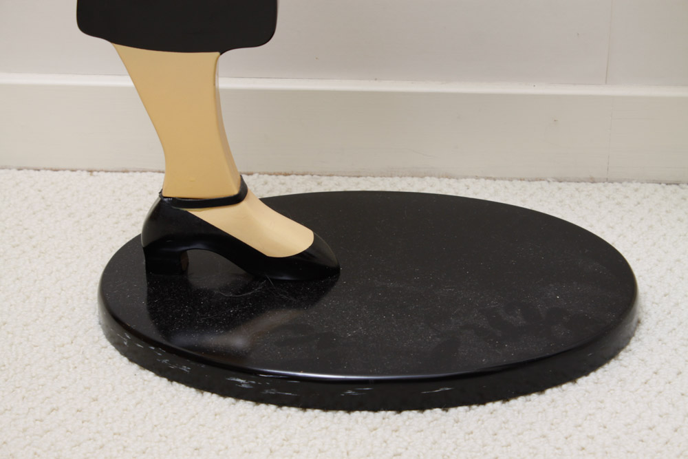 Mary Walborn Handpainted Tea Table and Novelty Maid Tray Stand