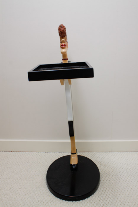 Mary Walborn Handpainted Tea Table and Novelty Maid Tray Stand