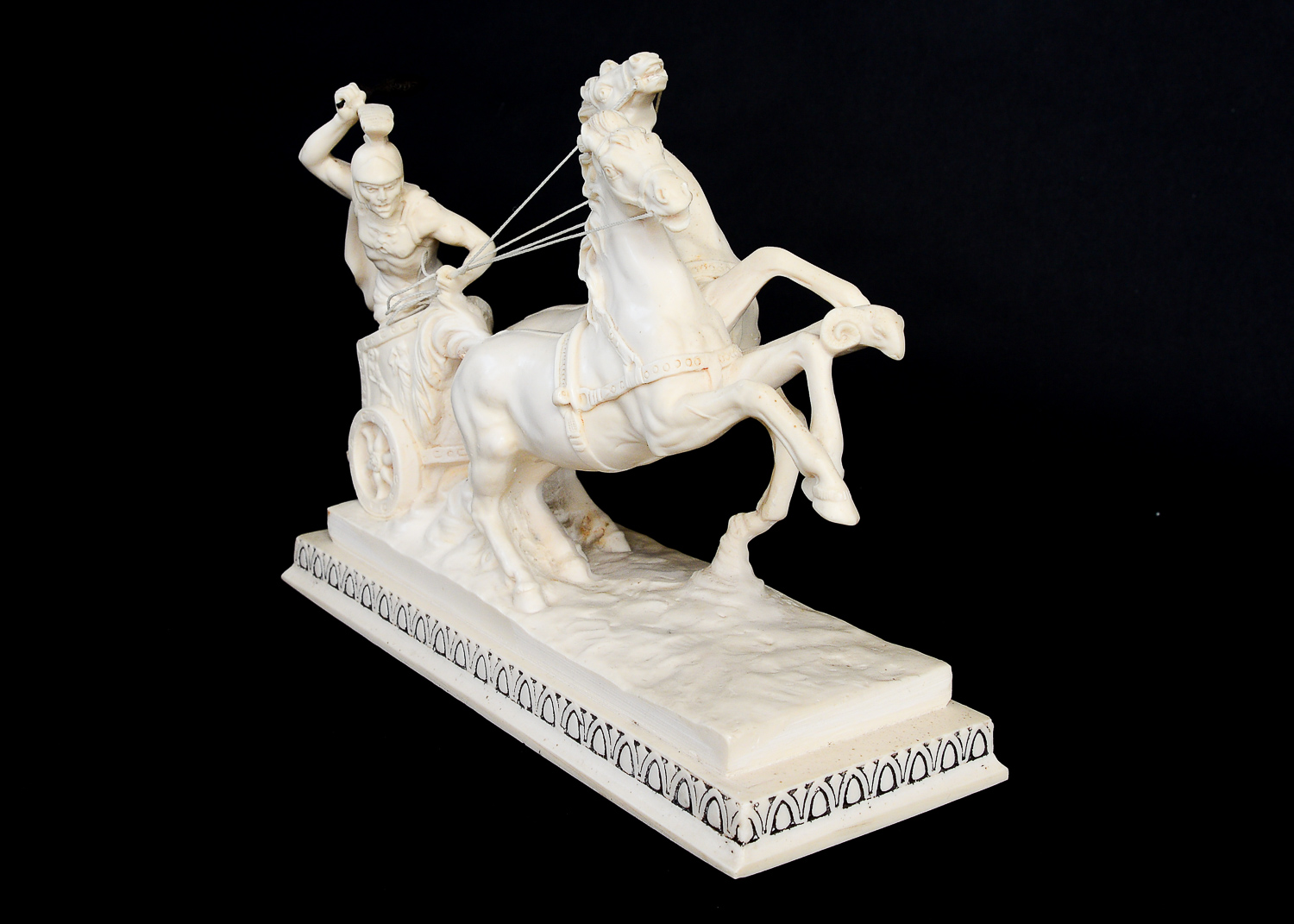Amilcare Santini Italian Marble Roman Chariot Sculpture