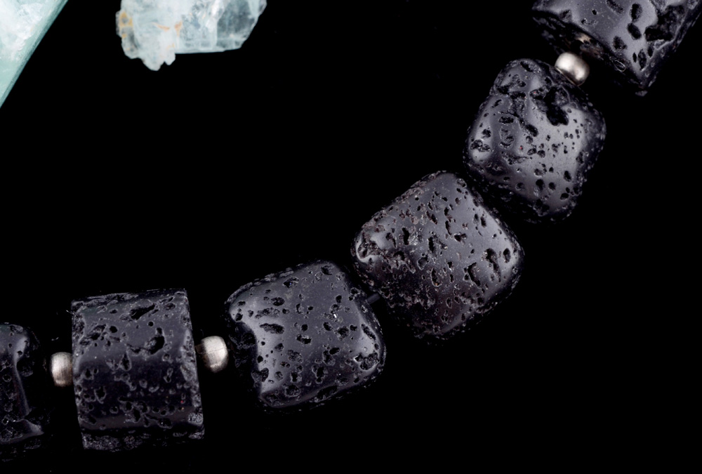 Blue Agate Necklace, Faux Coral Bracelet, and Loose Quartz Stone