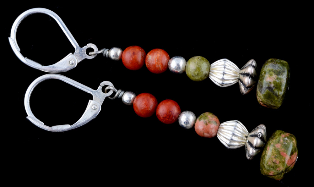 Unakite and Agate Stone Three-Piece Parure Set