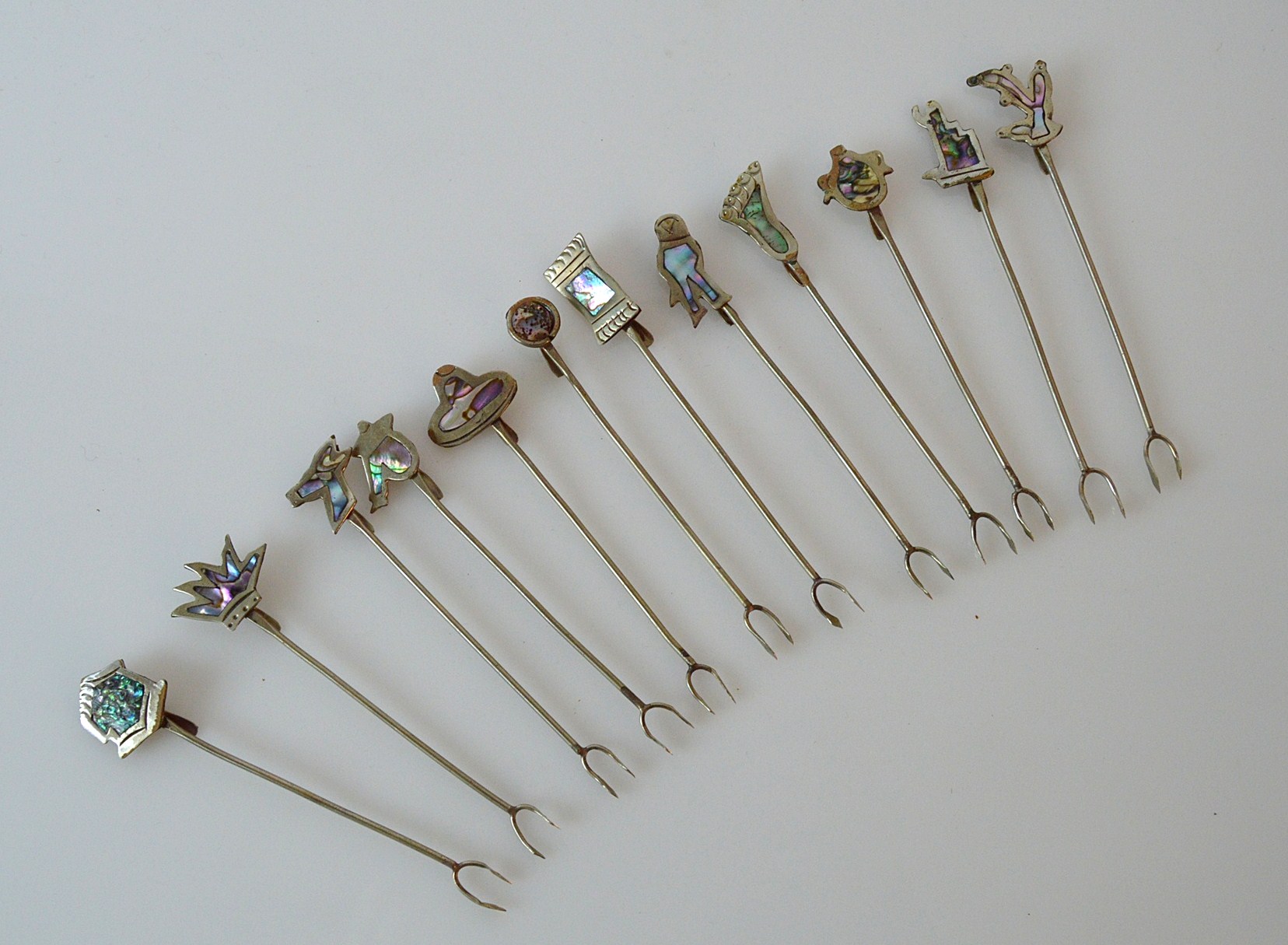 Mexican Sterling and Abalone Canape Forks