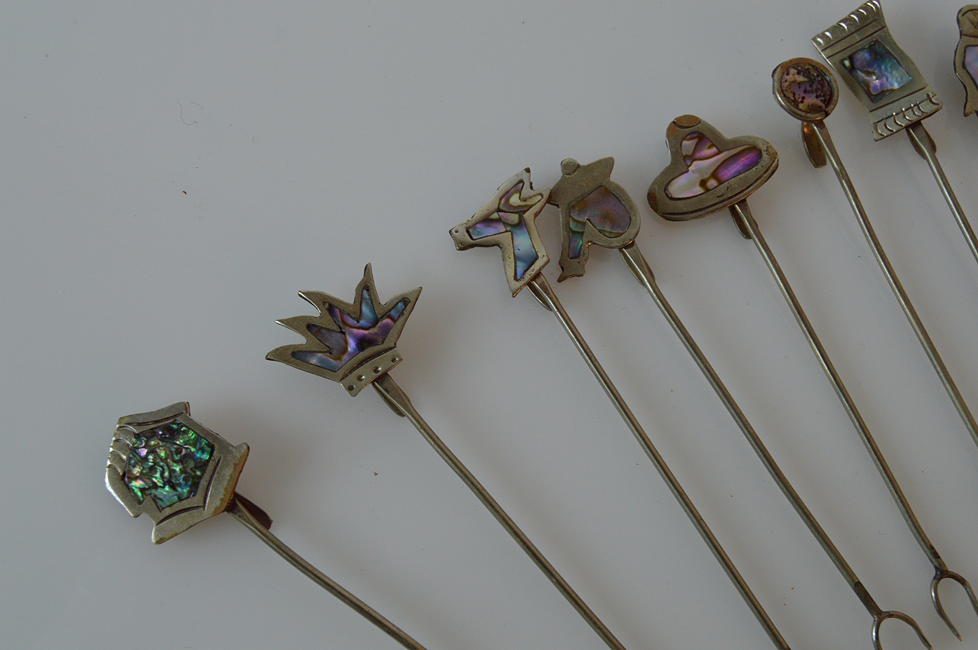 Mexican Sterling and Abalone Canape Forks