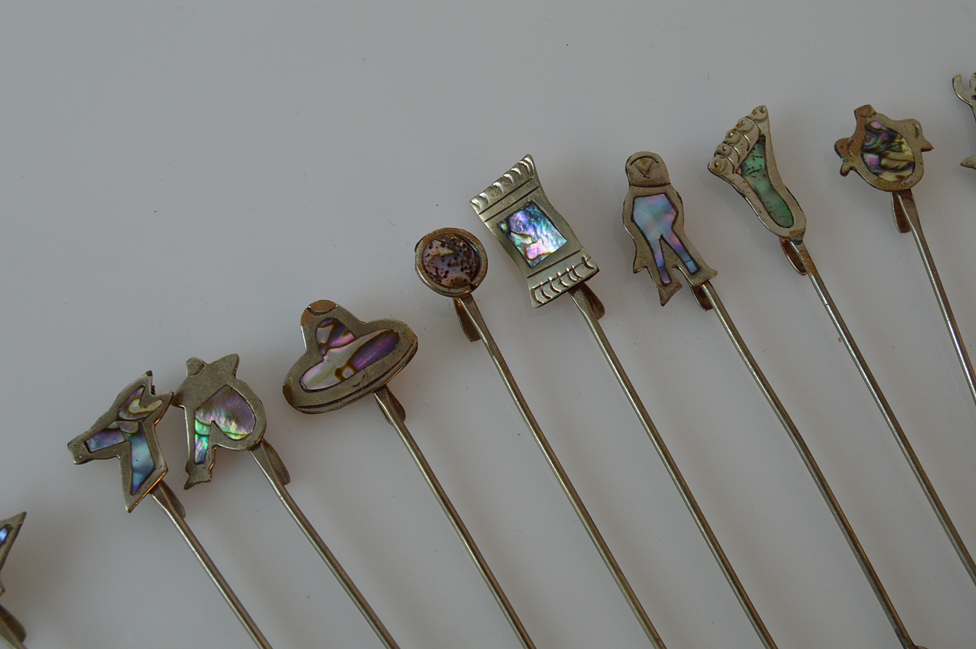 Mexican Sterling and Abalone Canape Forks