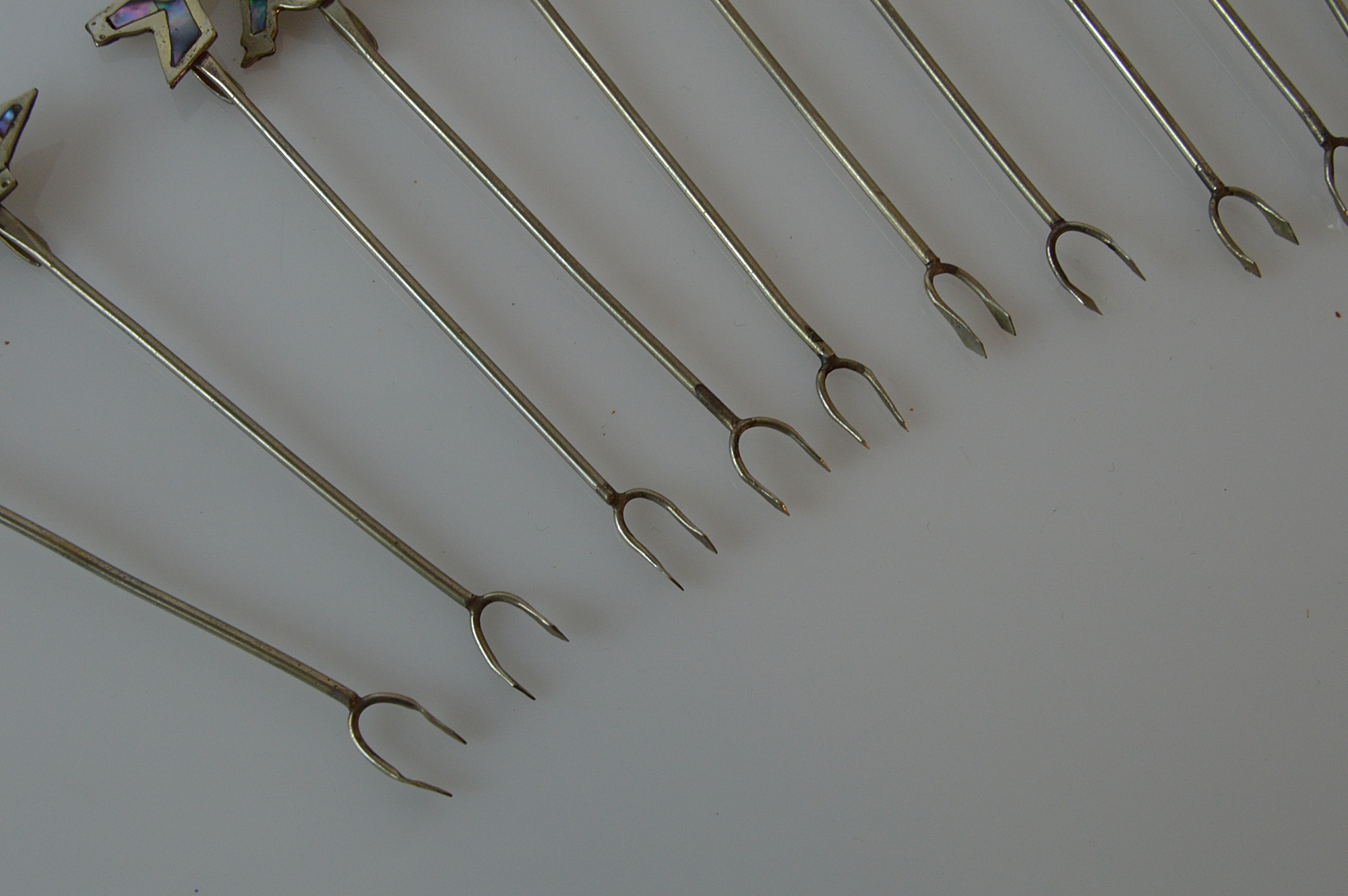 Mexican Sterling and Abalone Canape Forks