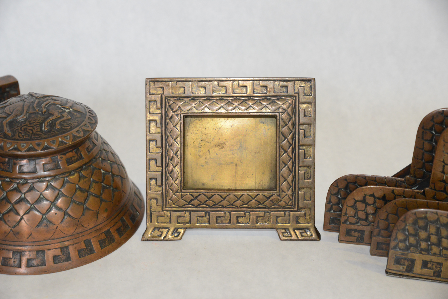 Early 20th Century Marshall Field & Co. Art Metal Craft Gilt Bronze Desk Set