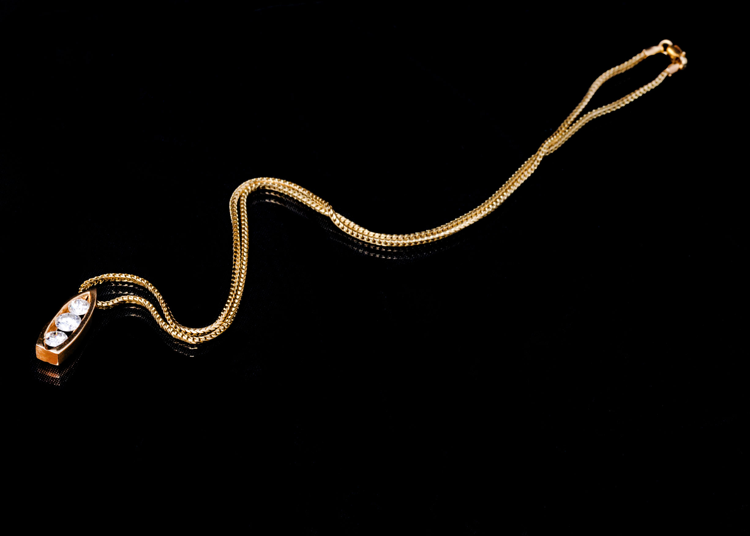 Contemporary 14K Gold Necklace and Diamond Pendant