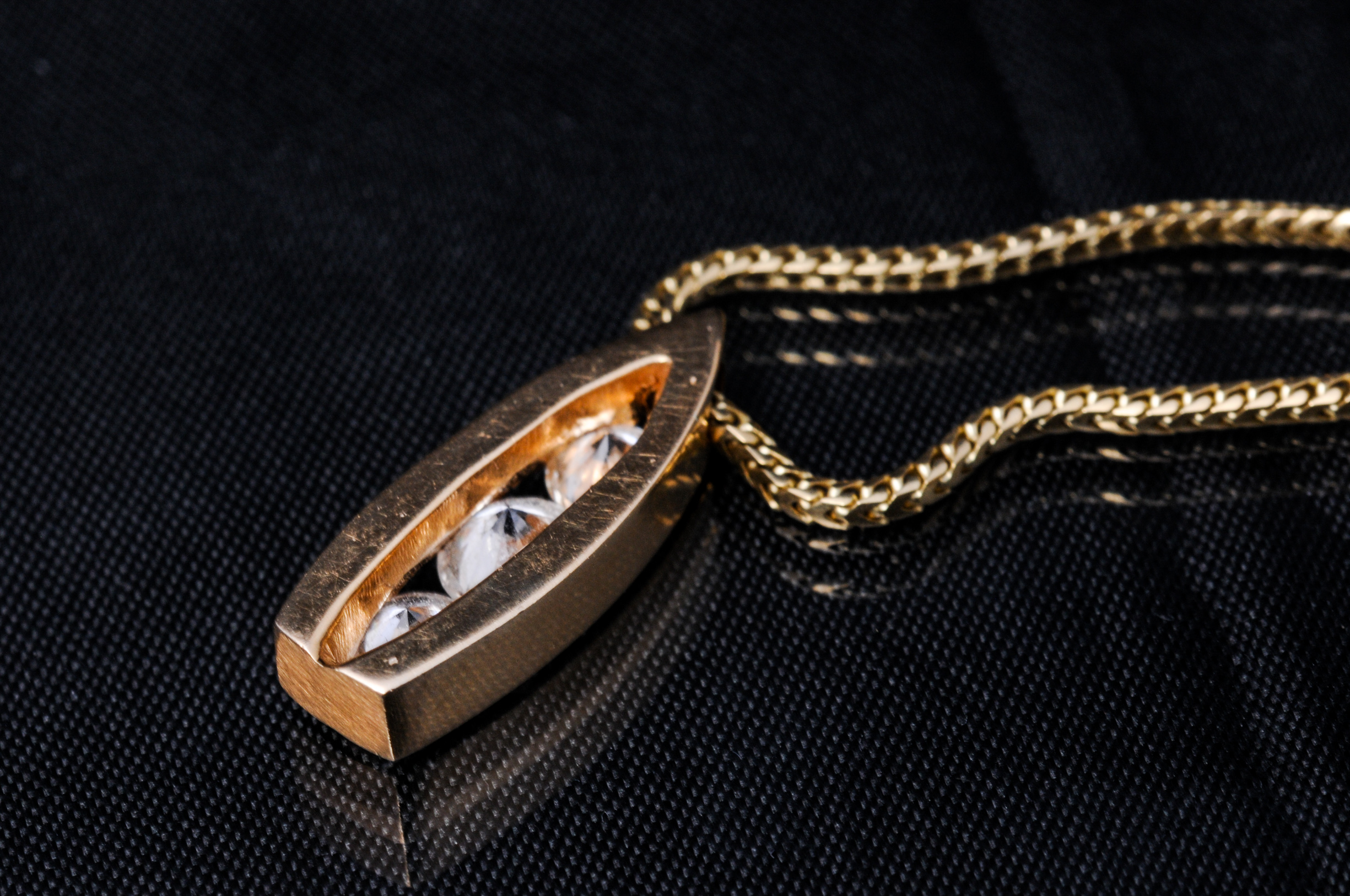 Contemporary 14K Gold Necklace and Diamond Pendant