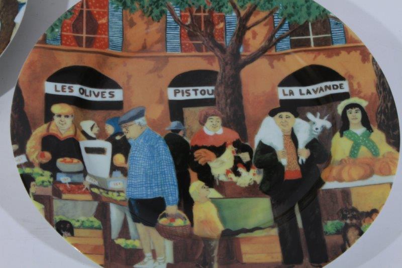 Quintet of Guy Buffet "Marche Provencale GBC" Dinner Plates