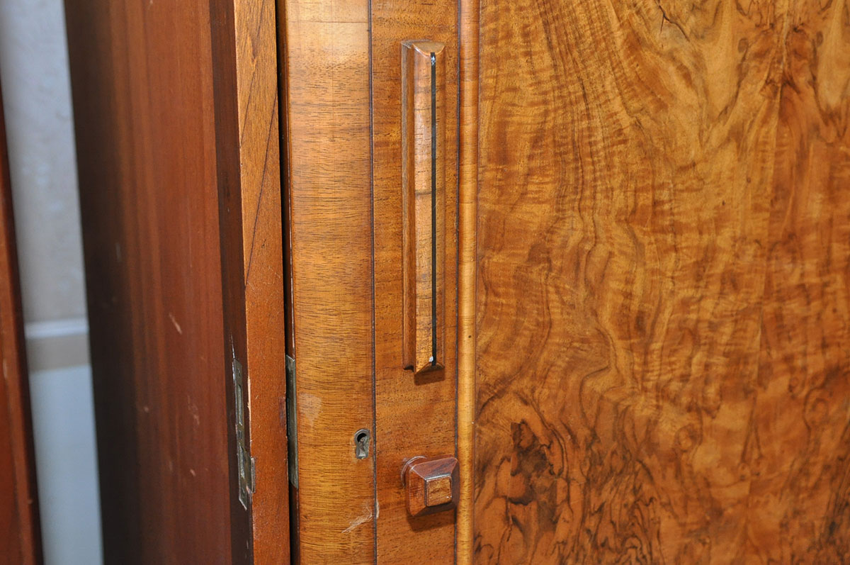 Vintage Art Deco Burlwood Triple Wardrobe by Excelsall