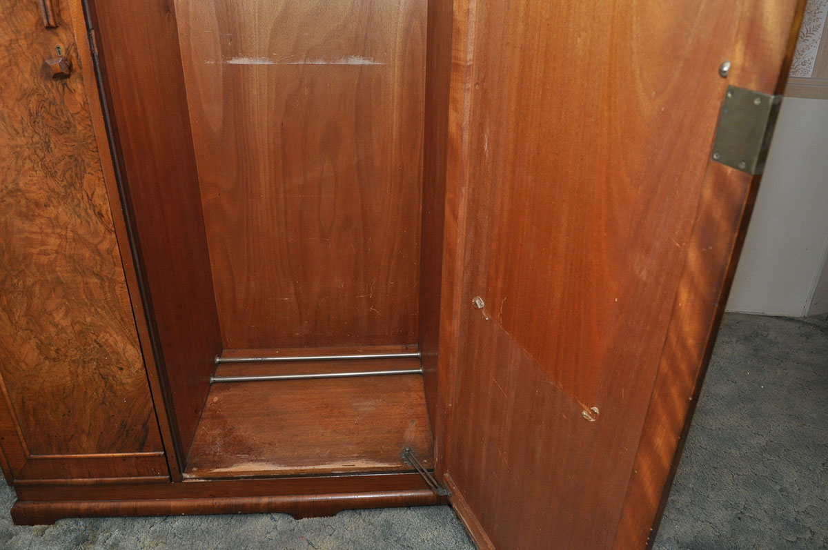 Vintage Art Deco Burlwood Triple Wardrobe by Excelsall