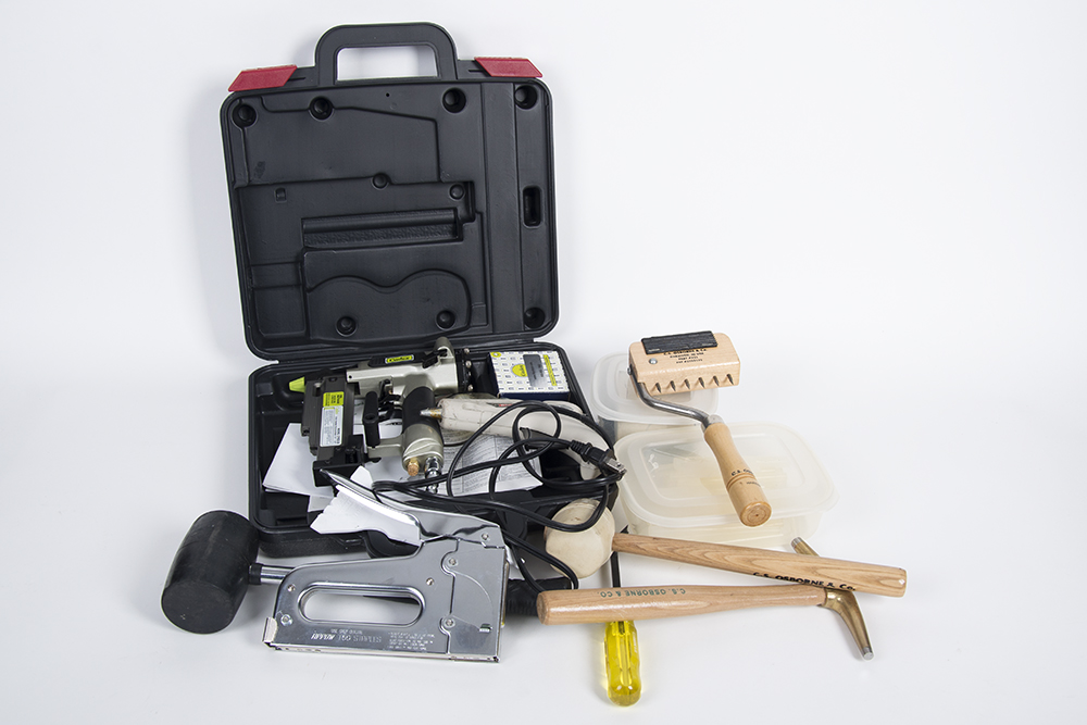 Basket of Upholsterer's Tools and Supplies