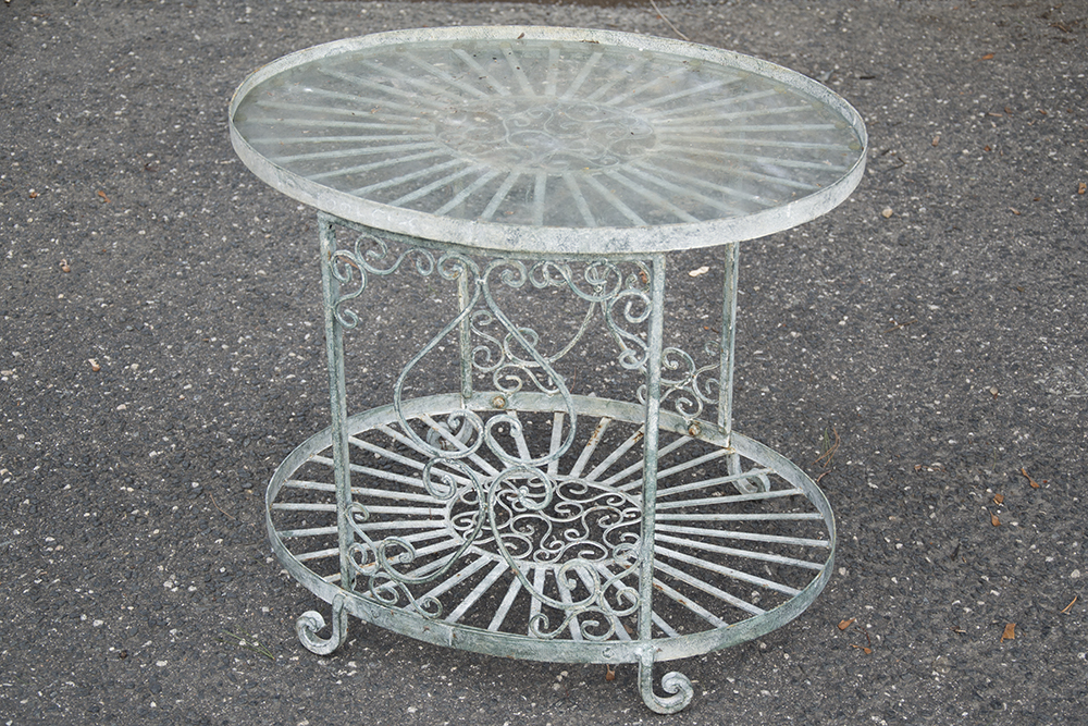 Wrought Iron and Glass Table