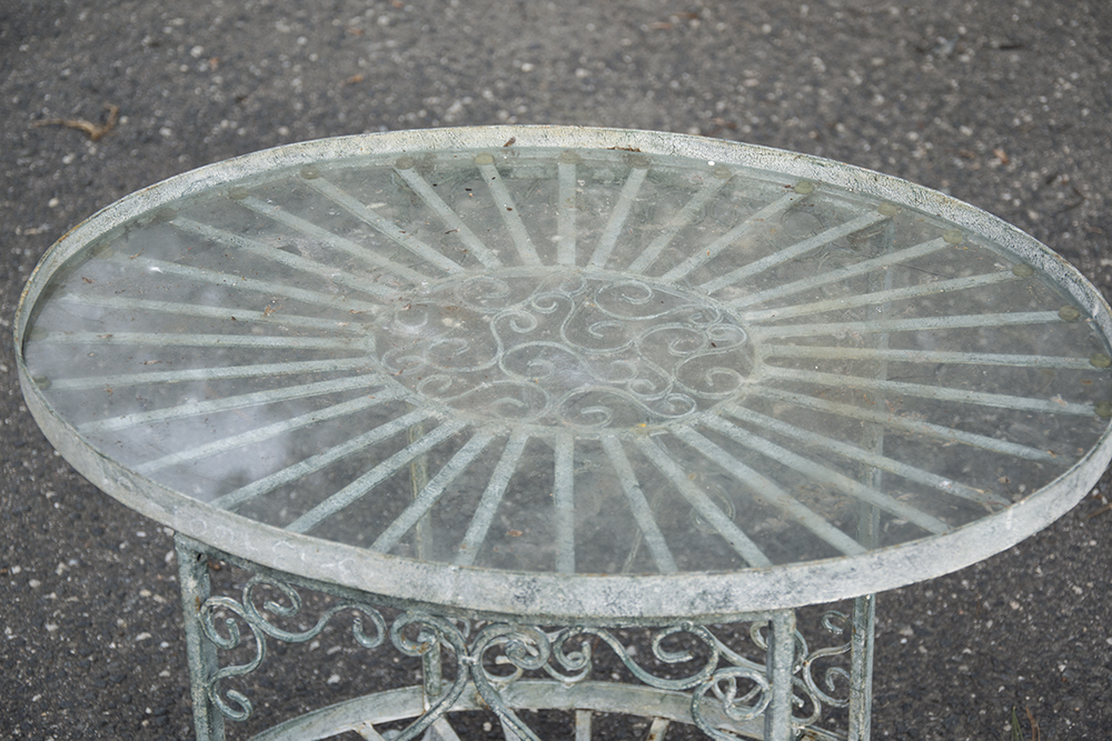 Wrought Iron and Glass Table