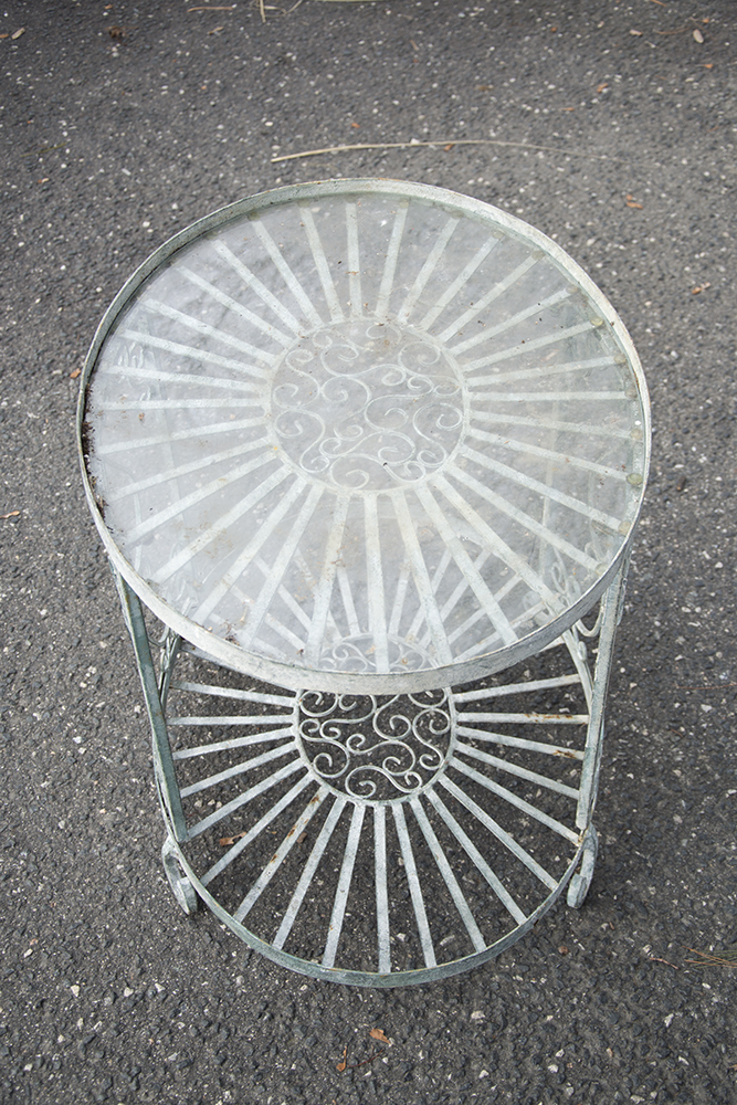 Wrought Iron and Glass Table