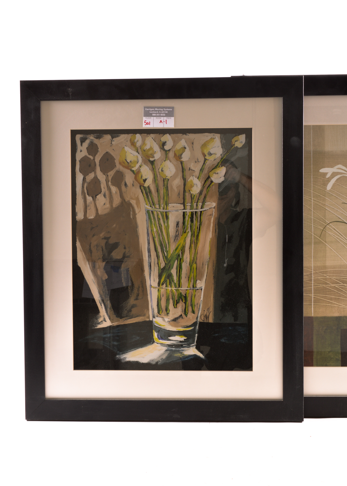 Pair of Large Modern Decorative Prints Featuring Flowers