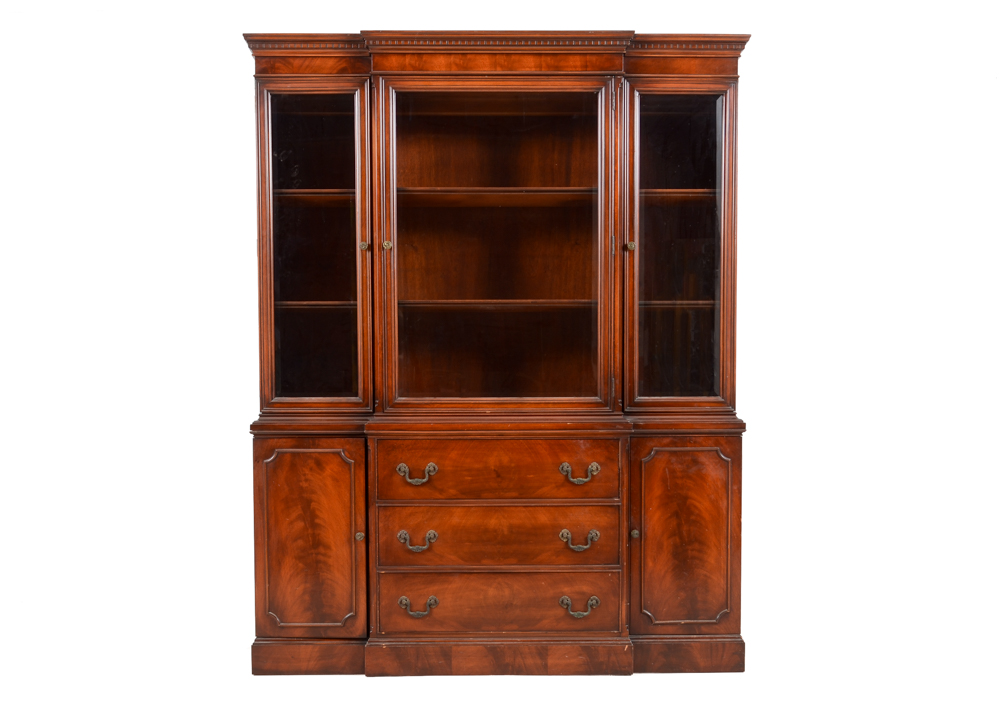 George III Style Mahogany Breakfront Cabinet