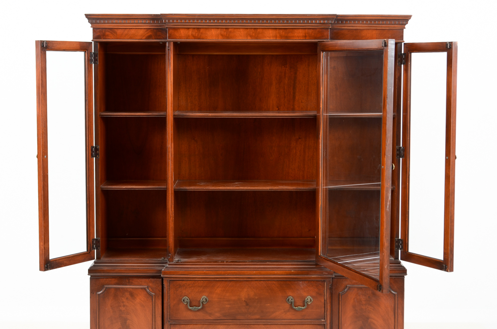 George III Style Mahogany Breakfront Cabinet