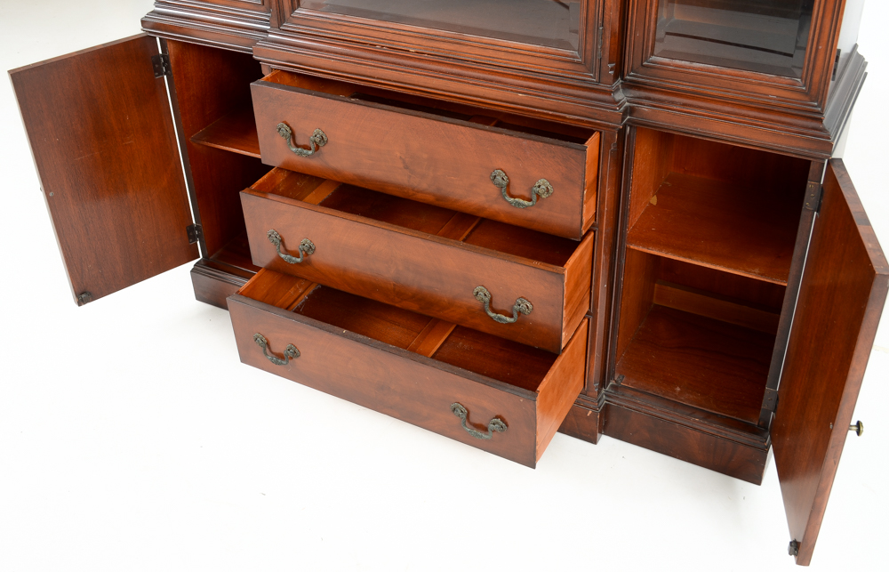 George III Style Mahogany Breakfront Cabinet