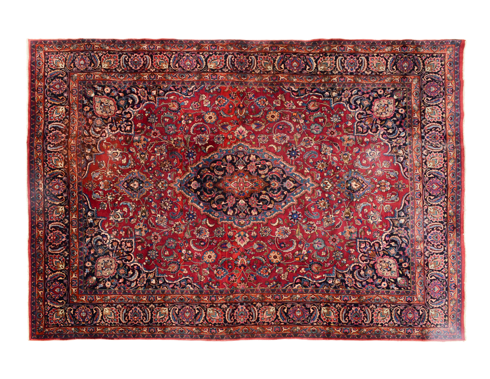 Hand-knotted Persian Mashad Area Rug