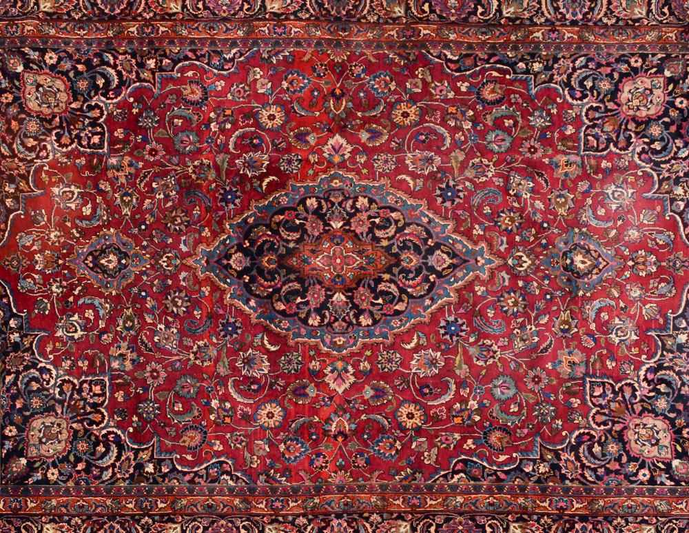 Hand-knotted Persian Mashad Area Rug