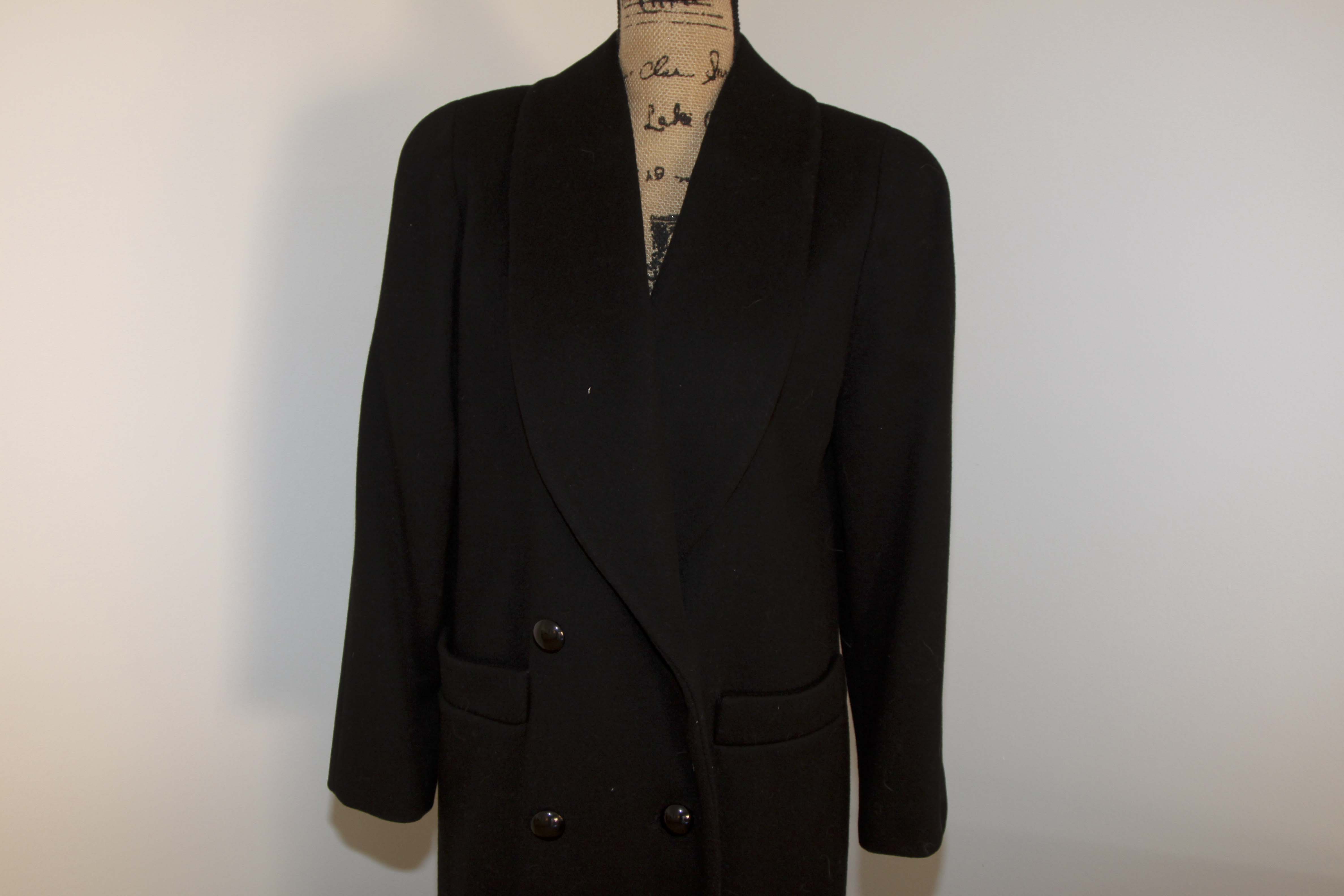 Vintage Christian Dior Black Wool Full Length Coat