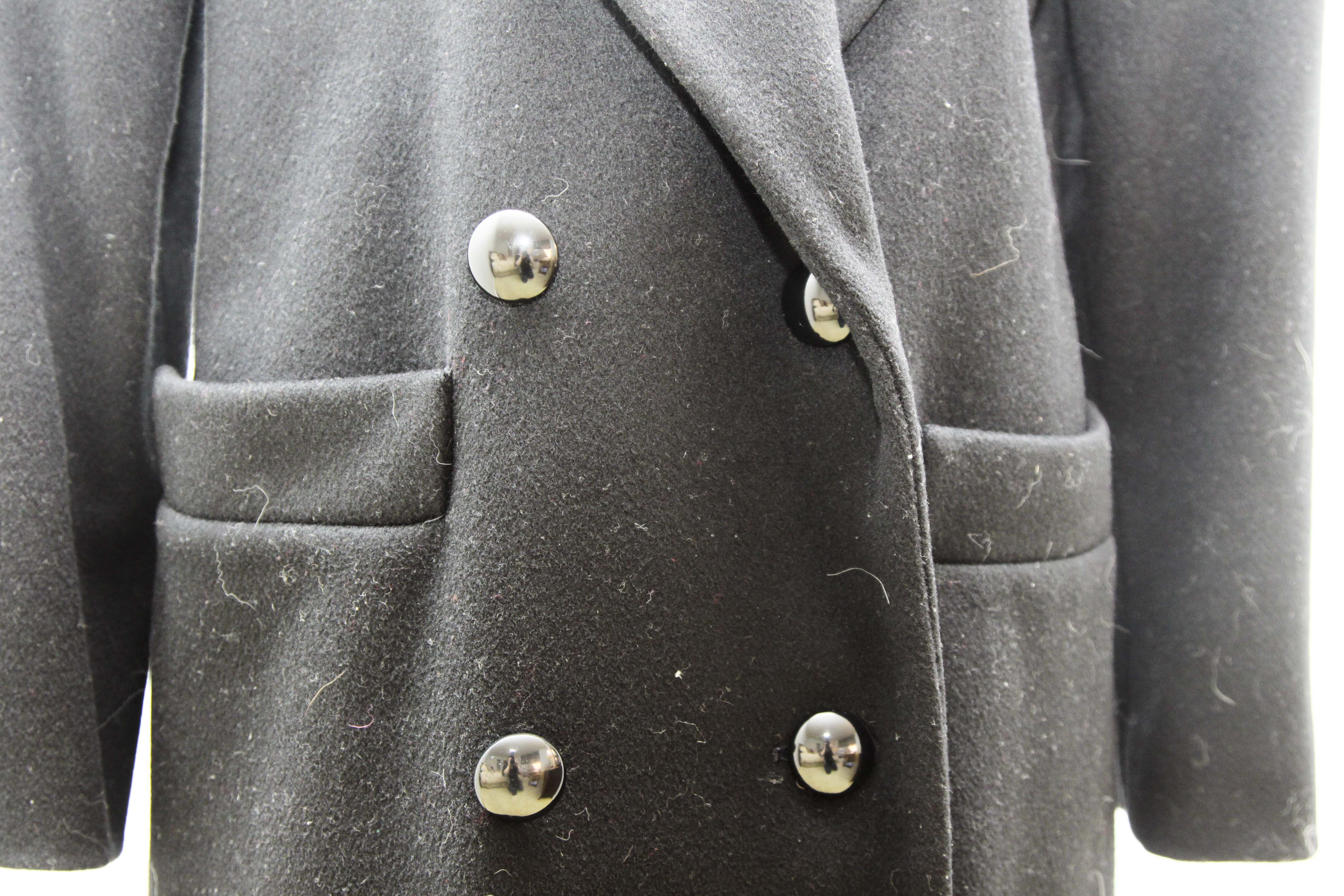 Vintage Christian Dior Black Wool Full Length Coat