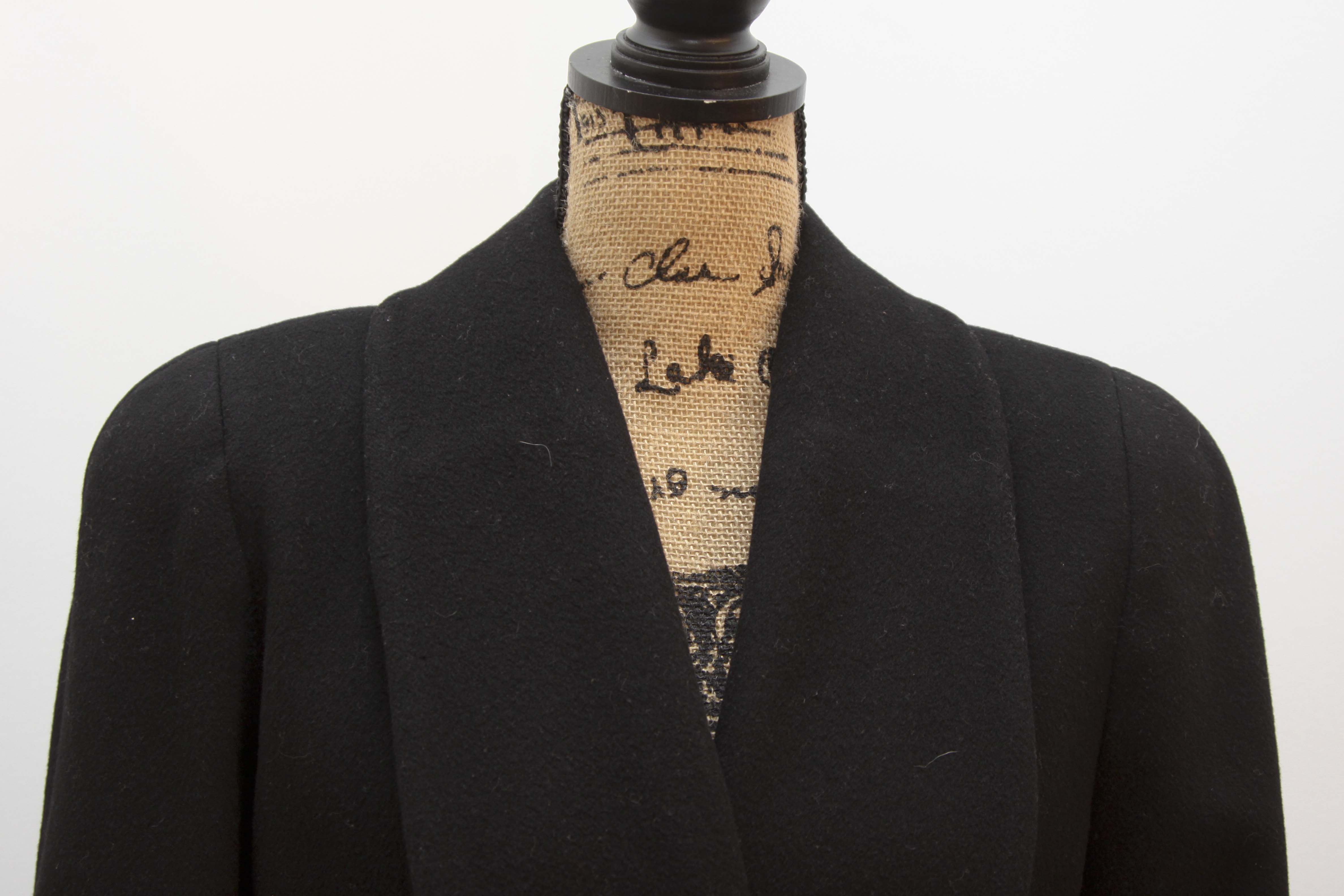 Vintage Christian Dior Black Wool Full Length Coat