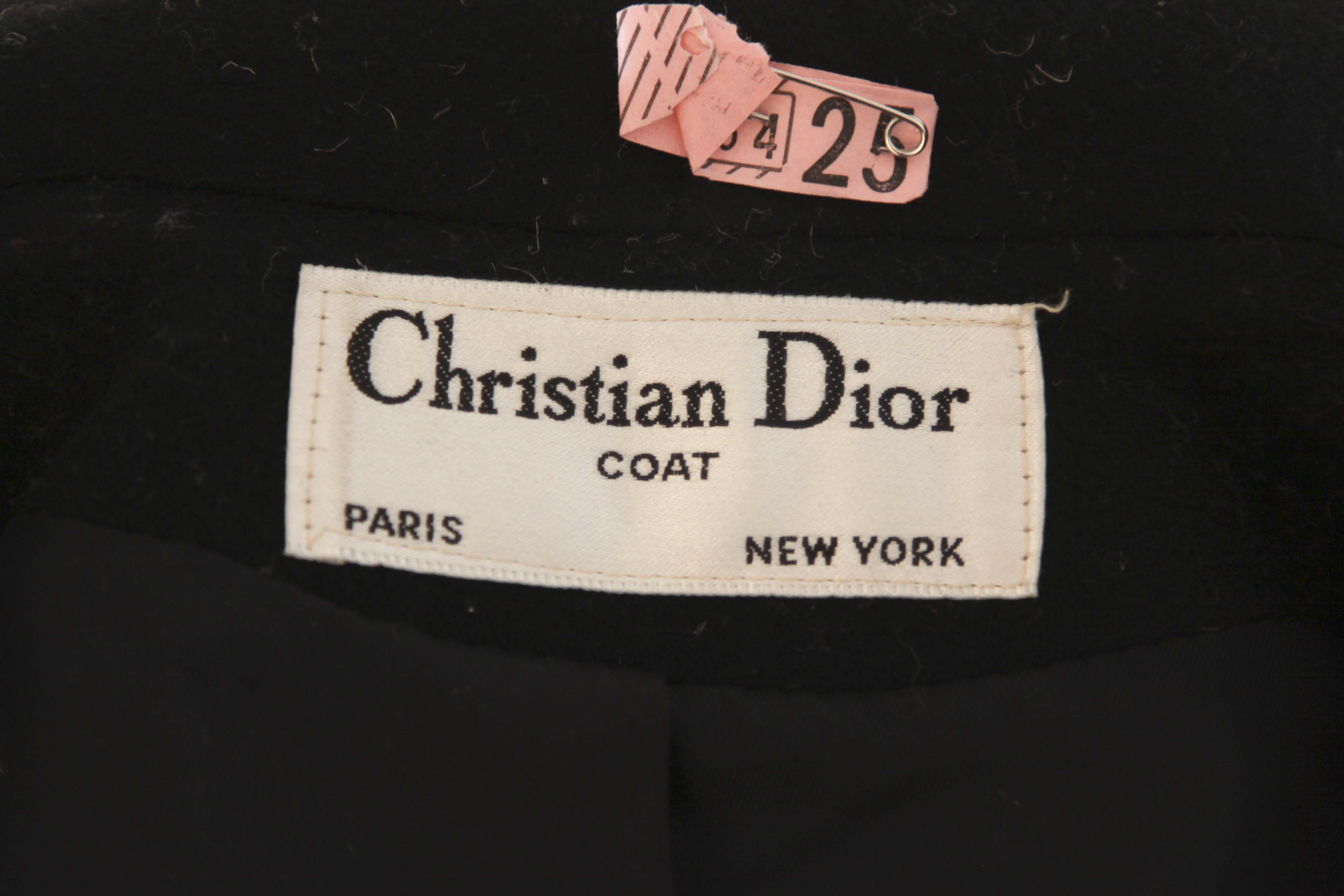 Vintage Christian Dior Black Wool Full Length Coat