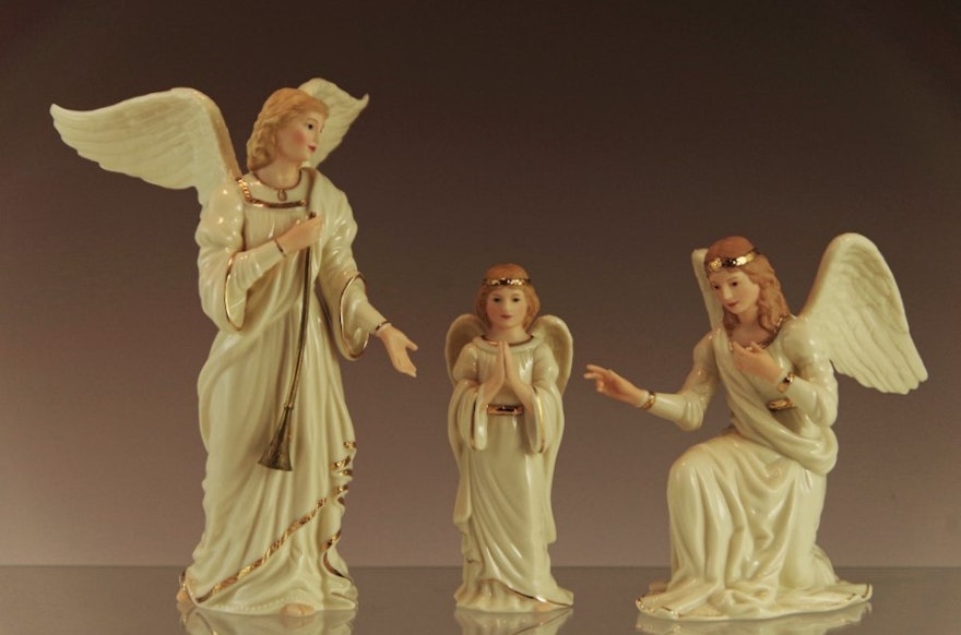 Lenox Classic Nativity Group of Three Porcelain Angel Figurines