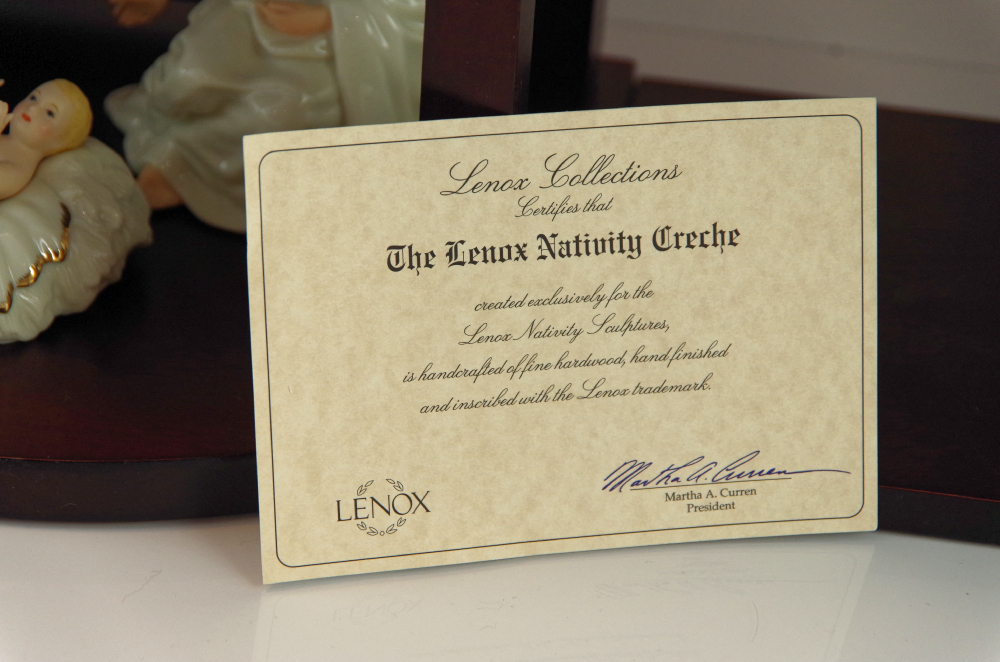 Lenox Wooden Creche with Classic Nativity Holy Family Porcelain Figurines