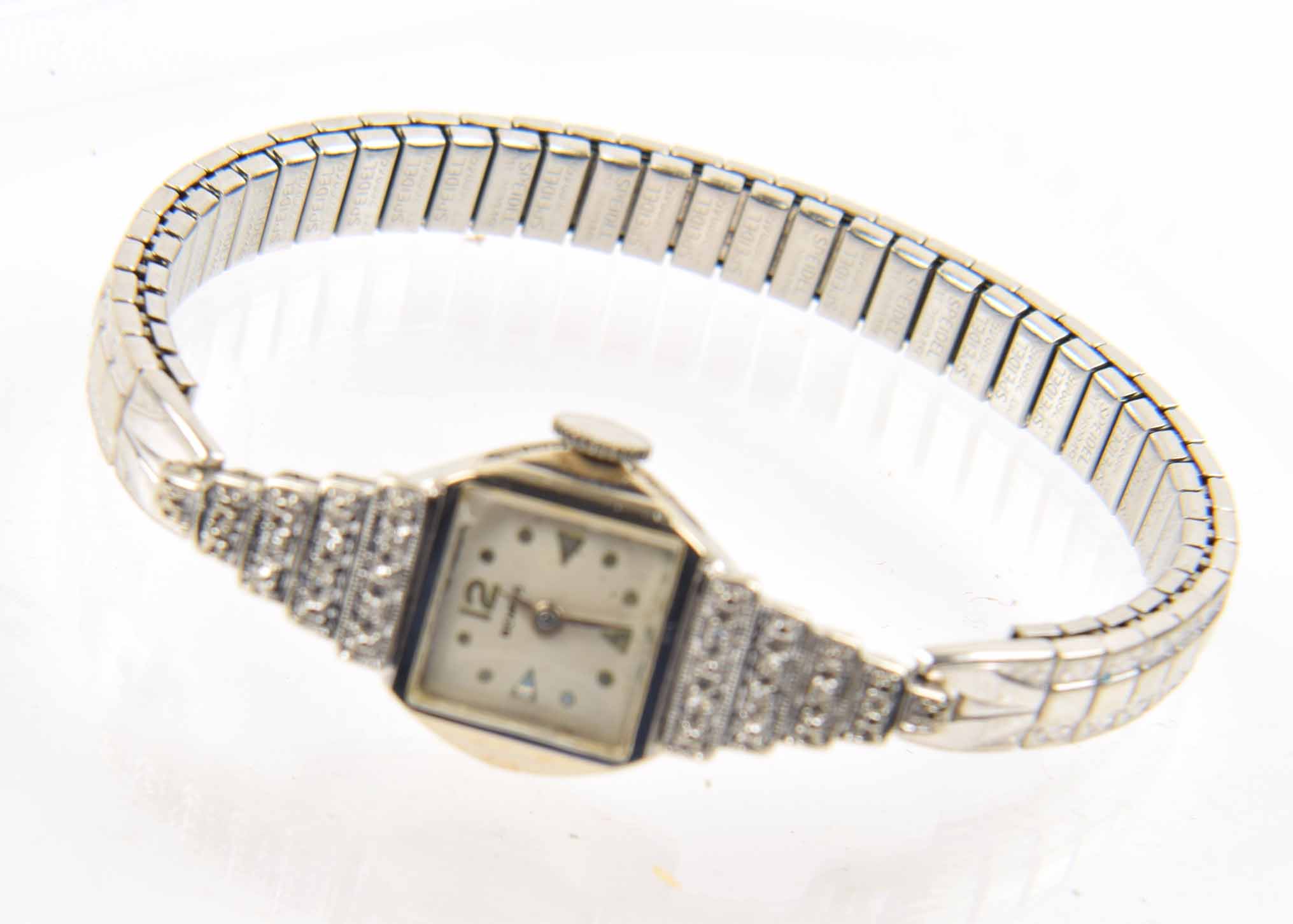 Women's 14K White Gold Vintage Benrus Diamond Watch