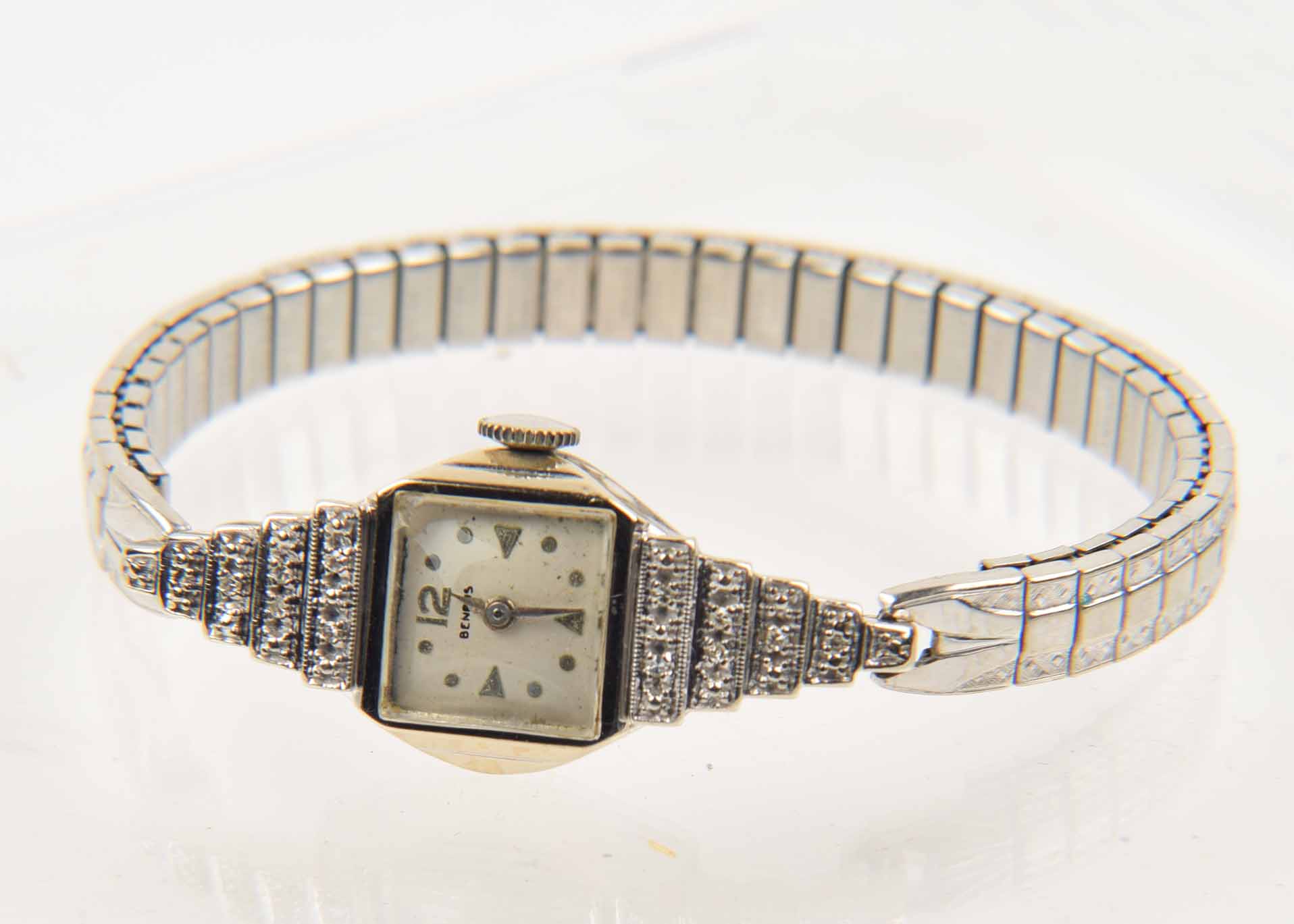 Women's 14K White Gold Vintage Benrus Diamond Watch