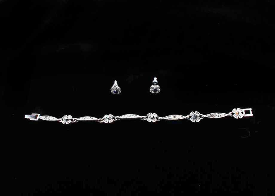 Rhinestone and Marcasite Bracelet and Earrings