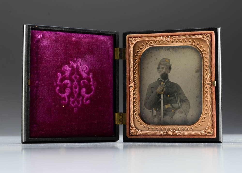 Civil War Union Calvary Soldier Cased Ambrotype Portrait