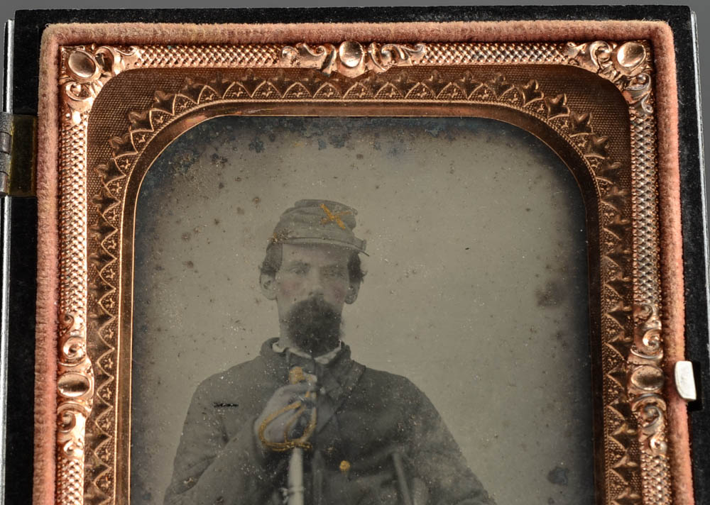 Civil War Union Calvary Soldier Cased Ambrotype Portrait