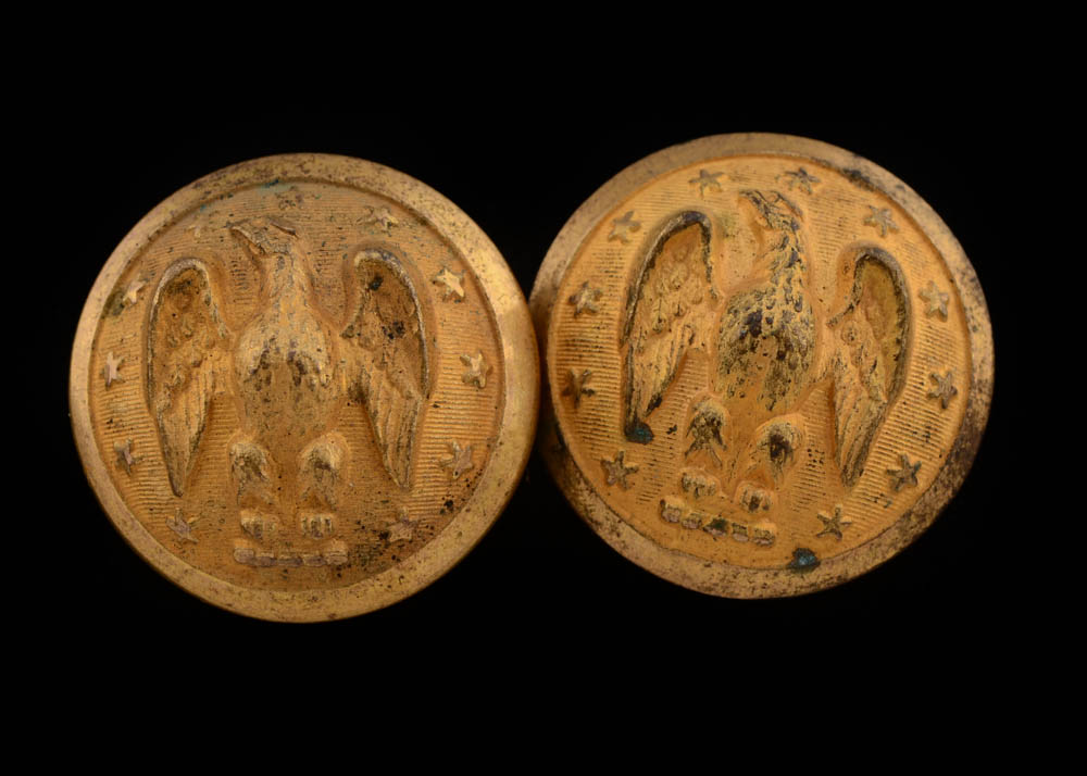 Two Civil War Confederate Army Uniform Buttons