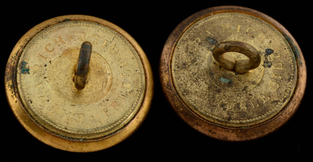 Two Civil War Confederate Army Uniform Buttons