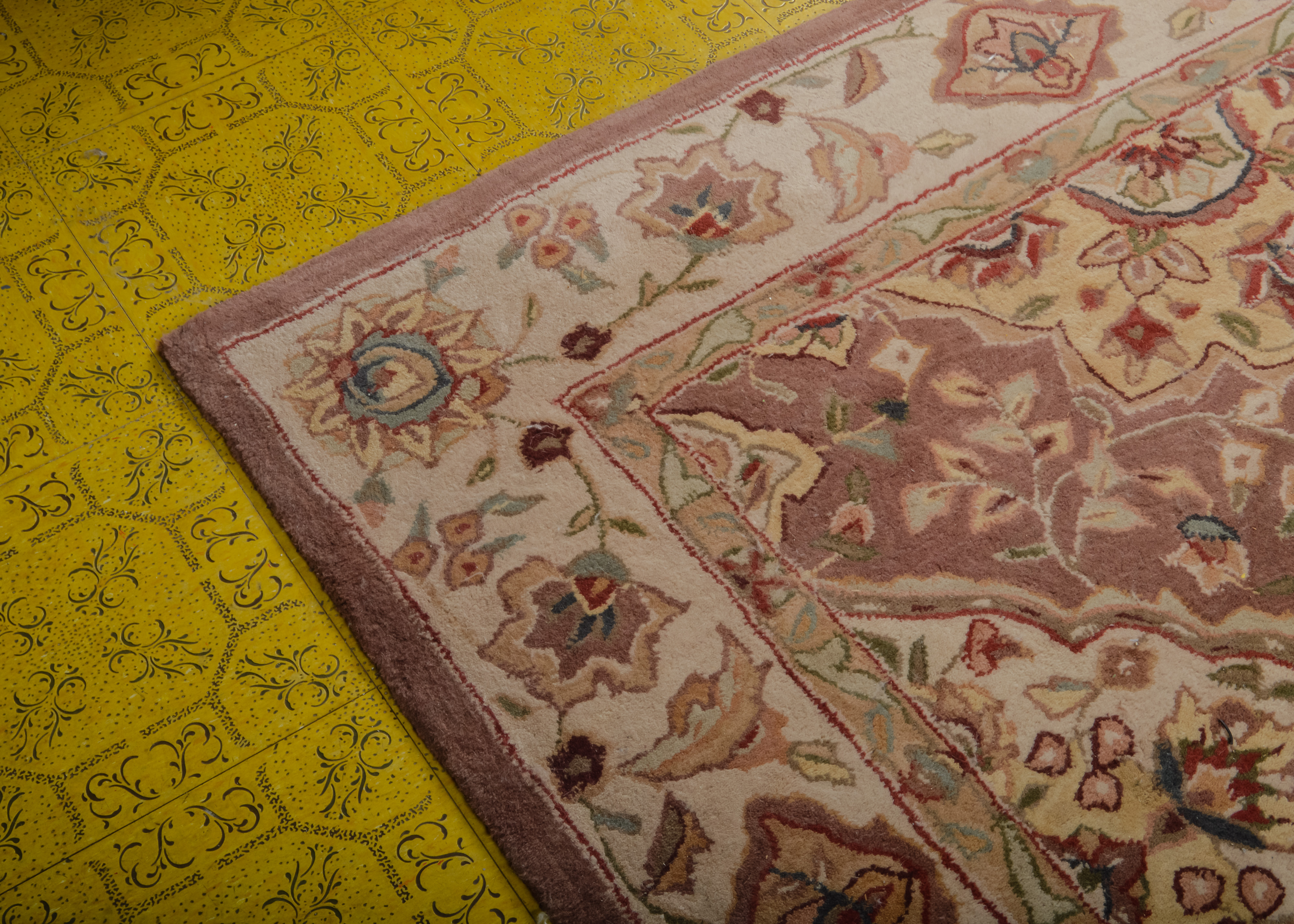 Mauve and Cream Small Area Rug