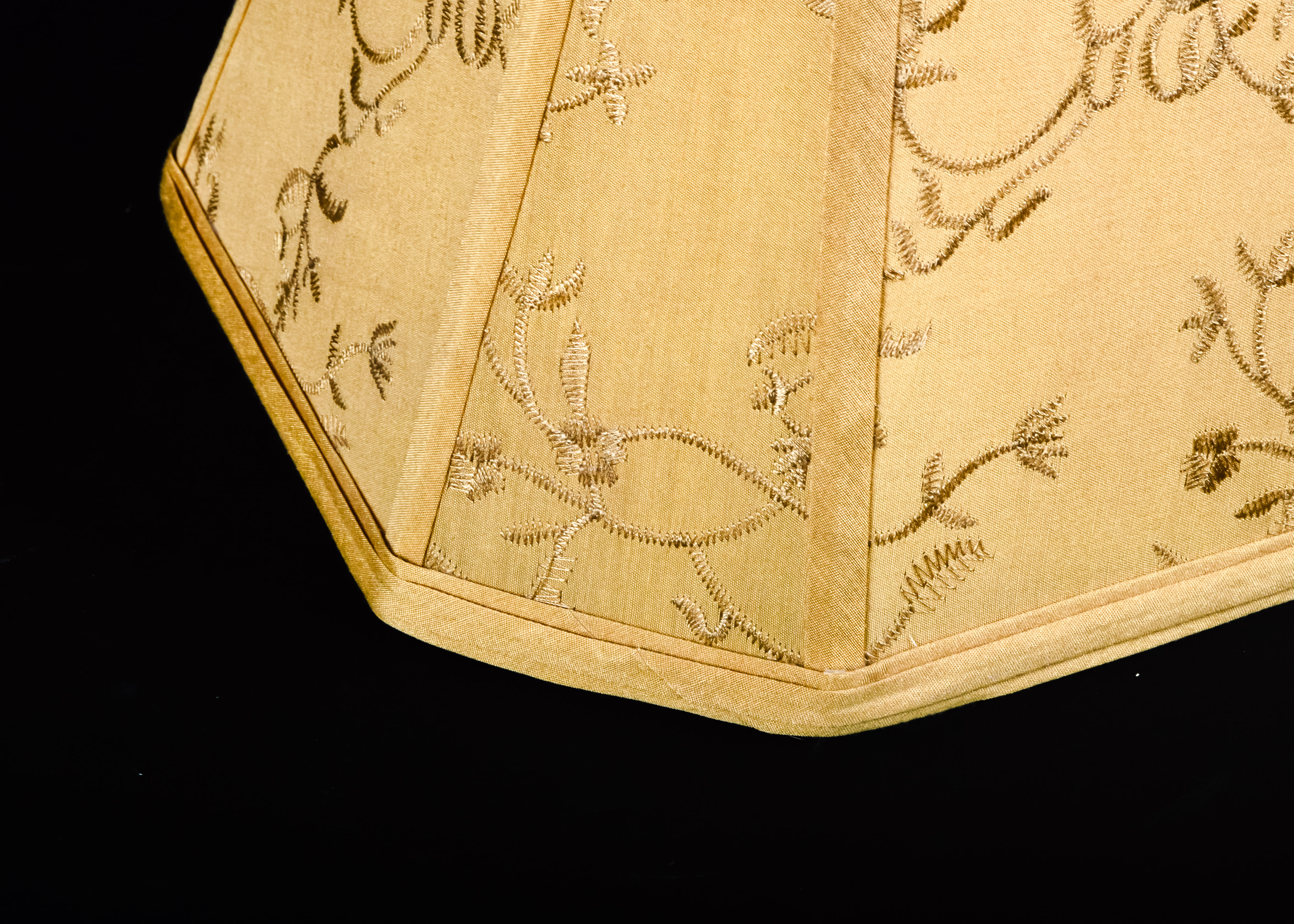 Pair of Champagne Embroidered Silk Lamp Shades