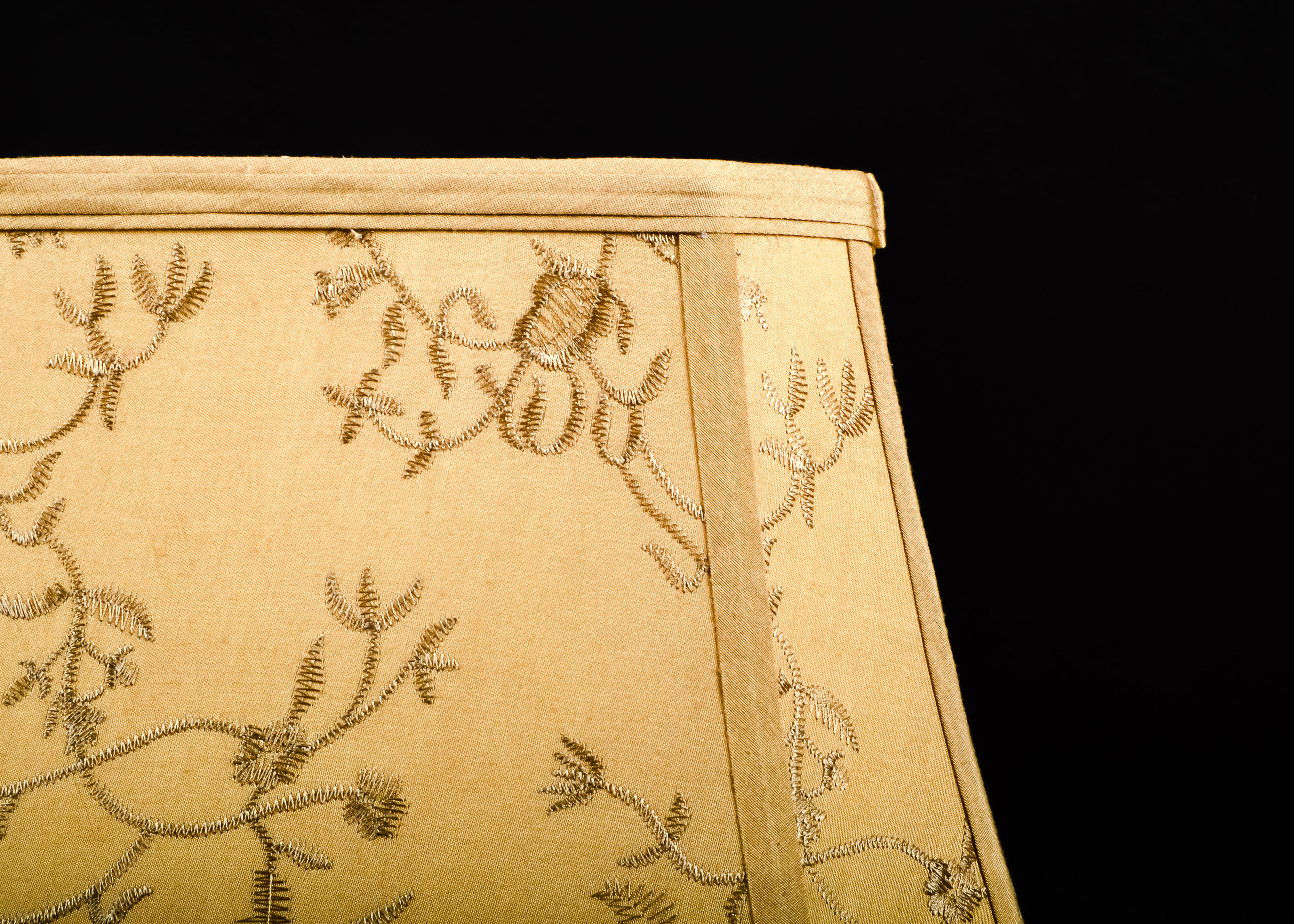 Pair of Champagne Embroidered Silk Lamp Shades