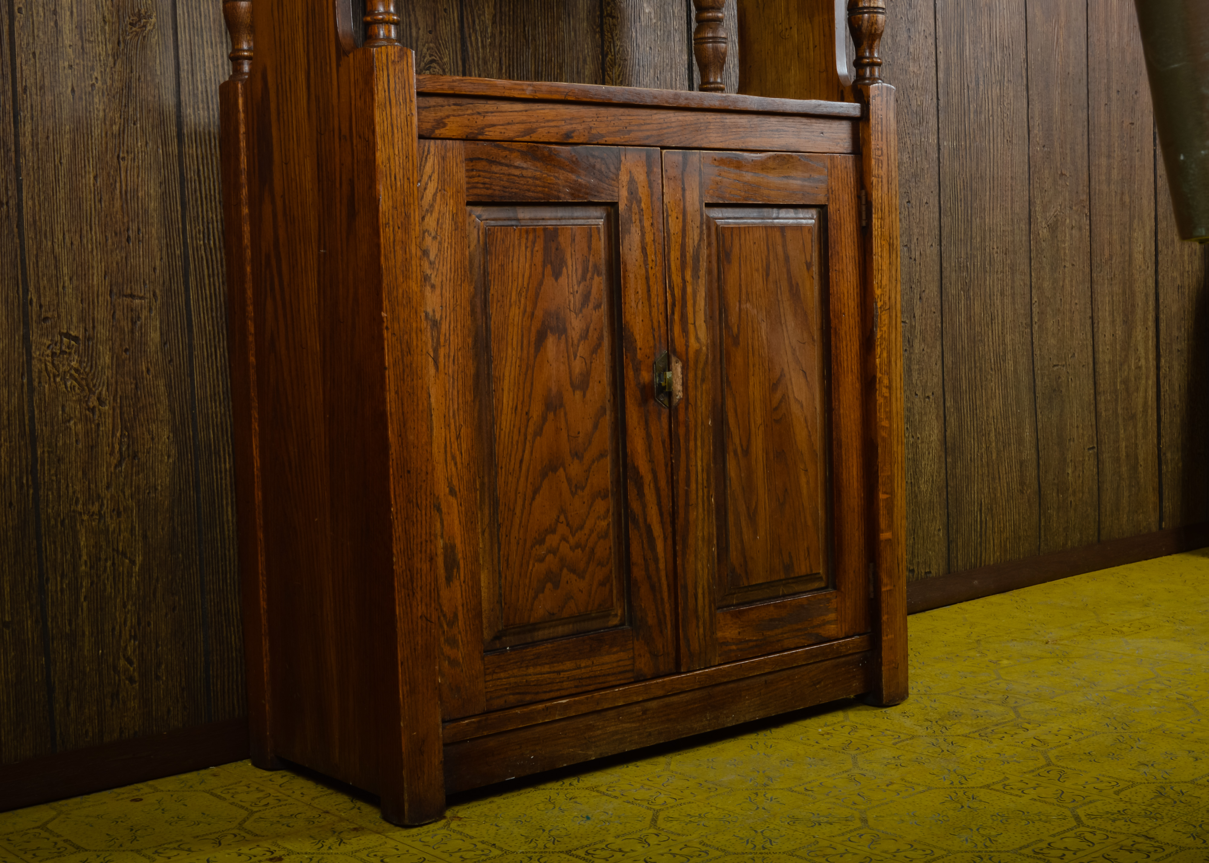 Oak Bookcase with Lower Cabinet