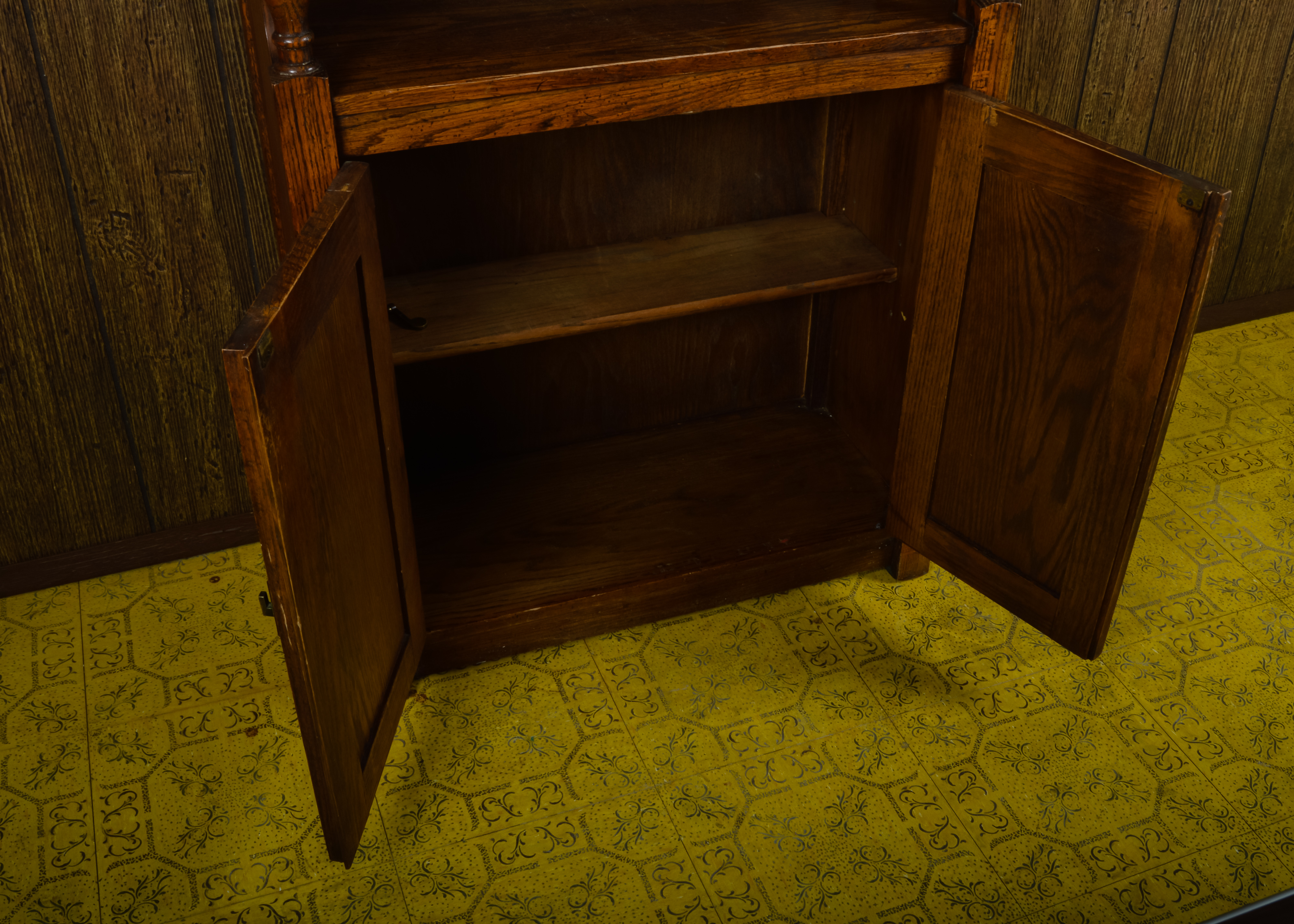 Oak Bookcase with Lower Cabinet