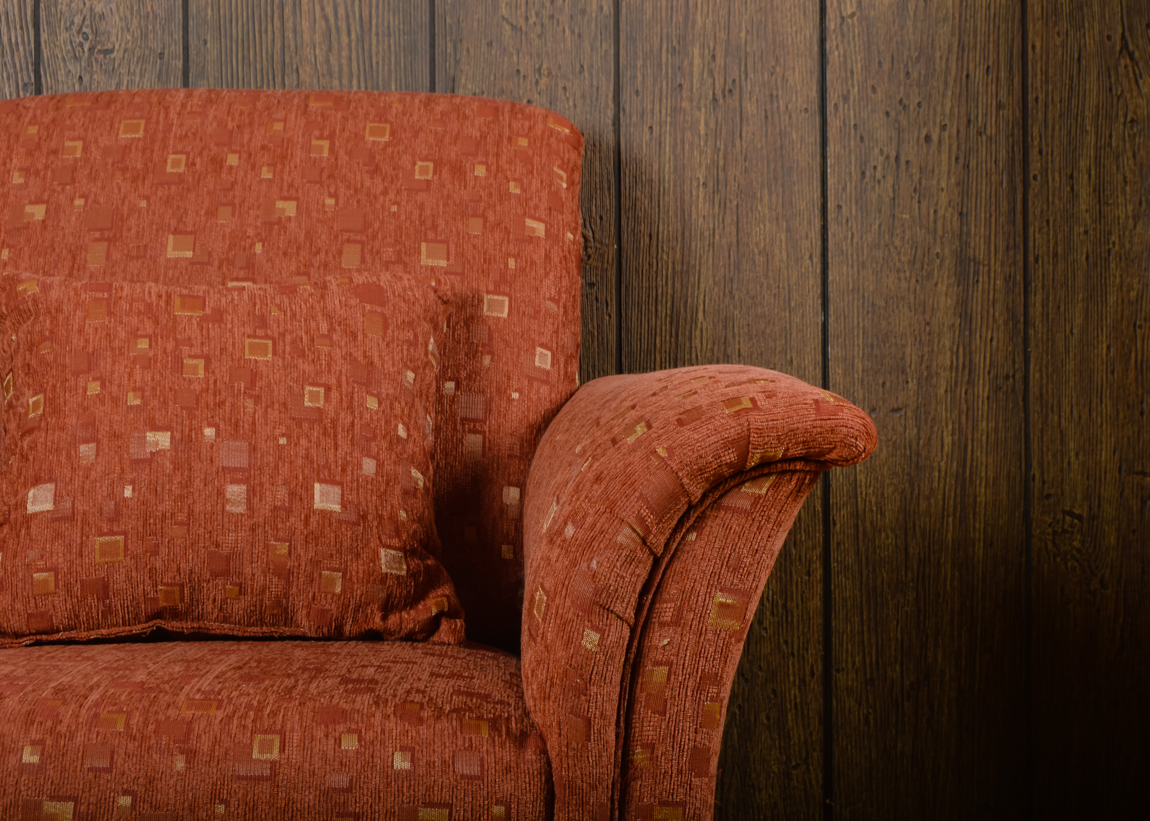 Mid-Century Modern Rust Orange Patterned Club Chair II